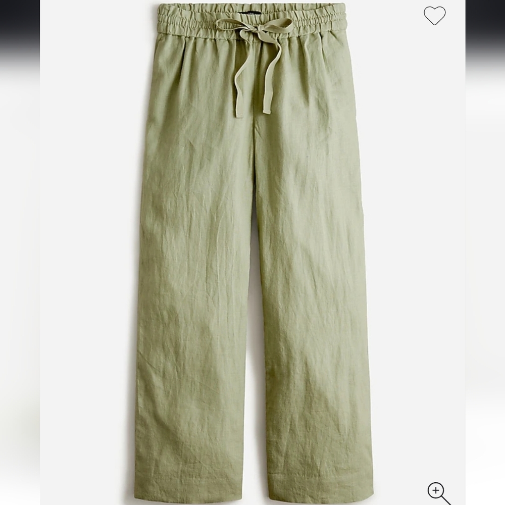 Petite Wide Leg Seaside Pant In Linen In Faded Pistachio